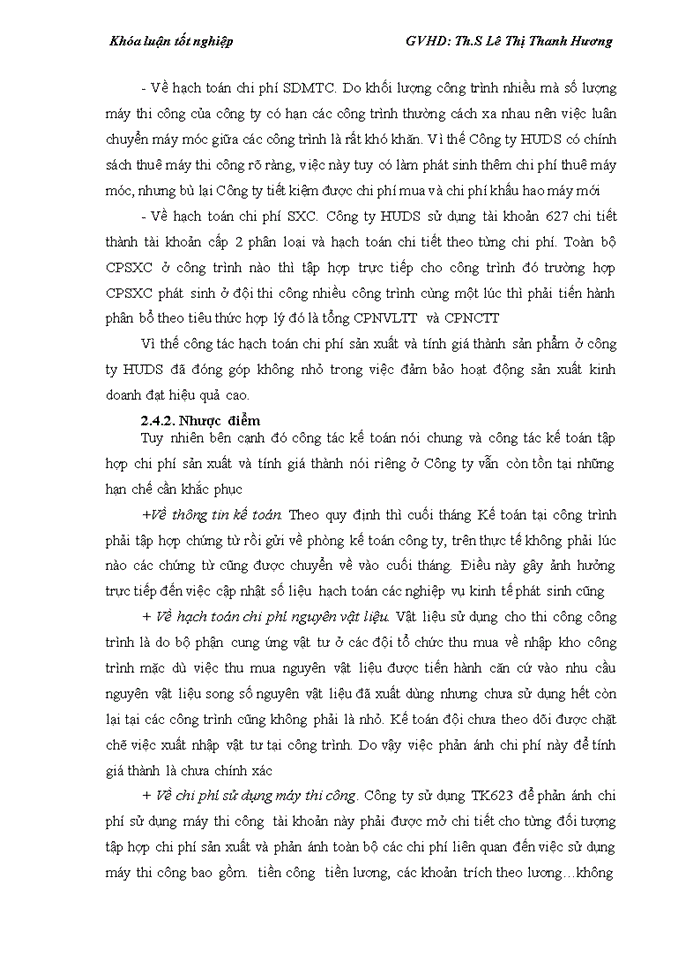 image for page Kế toán tập hợp chi phí sản xuất và tính giá thành sản phẩm xây lắp tại Công ty TNHH Nhà nước một thành viên Dịch vụ nhà ở và khu đô thị (HUDS)