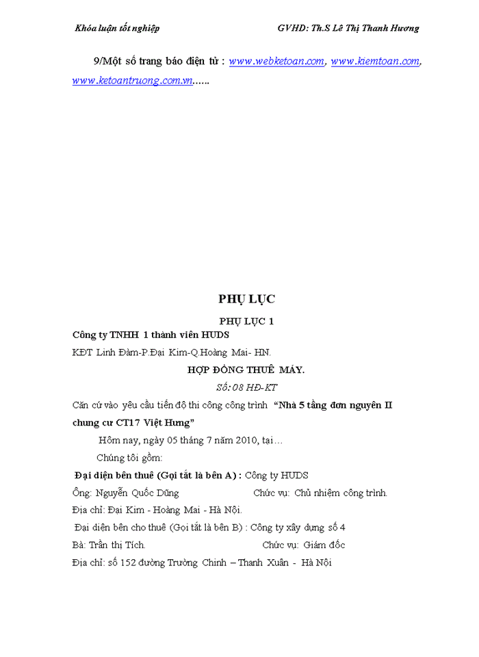 image for page Kế toán tập hợp chi phí sản xuất và tính giá thành sản phẩm xây lắp tại Công ty TNHH Nhà nước một thành viên Dịch vụ nhà ở và khu đô thị (HUDS)