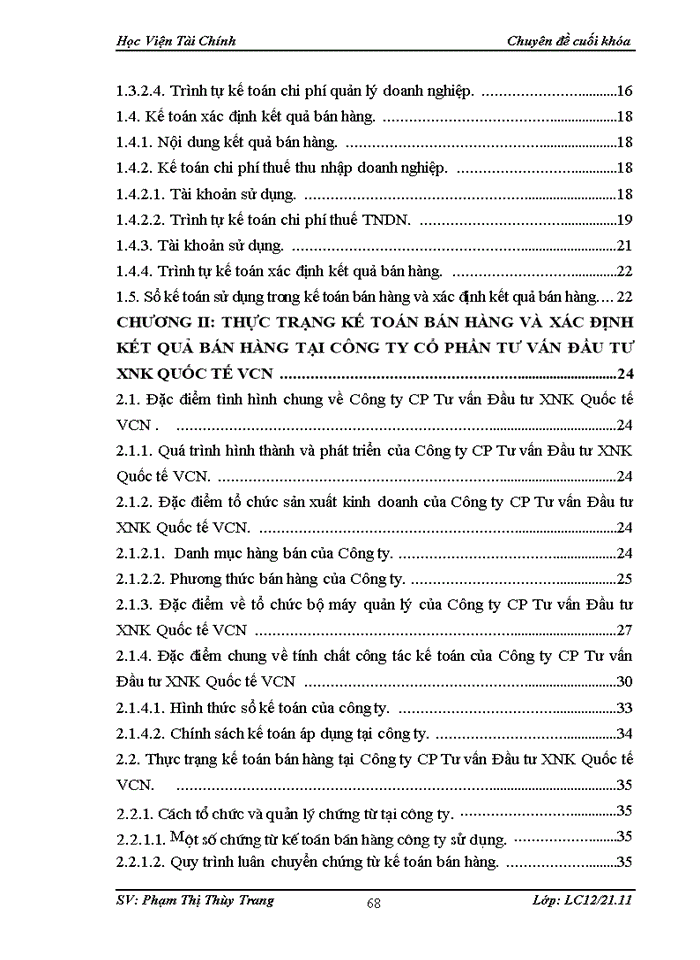 image for page Hoàn thiện công tác kế toán bán hàng và xác định kết quả bán hàng tại Công ty cổ phần Tư vấn Đầu tư XNK Quốc tế VCN