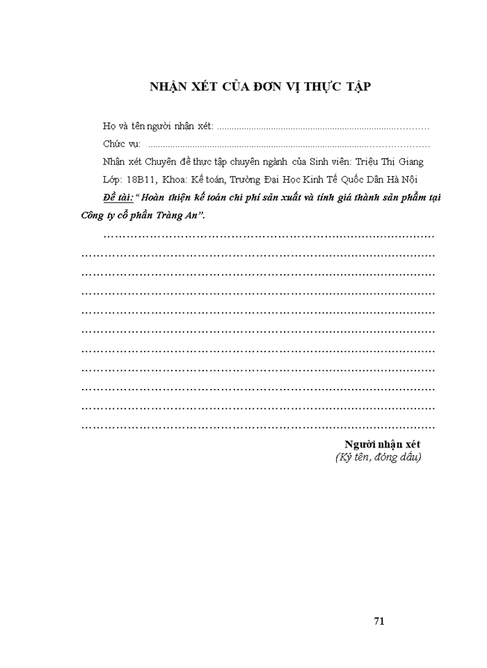 image for page Hoàn thiện kế toán chi phí sản xuất và tính giá thành sản phẩm tại Công ty Cổ phần Tràng An