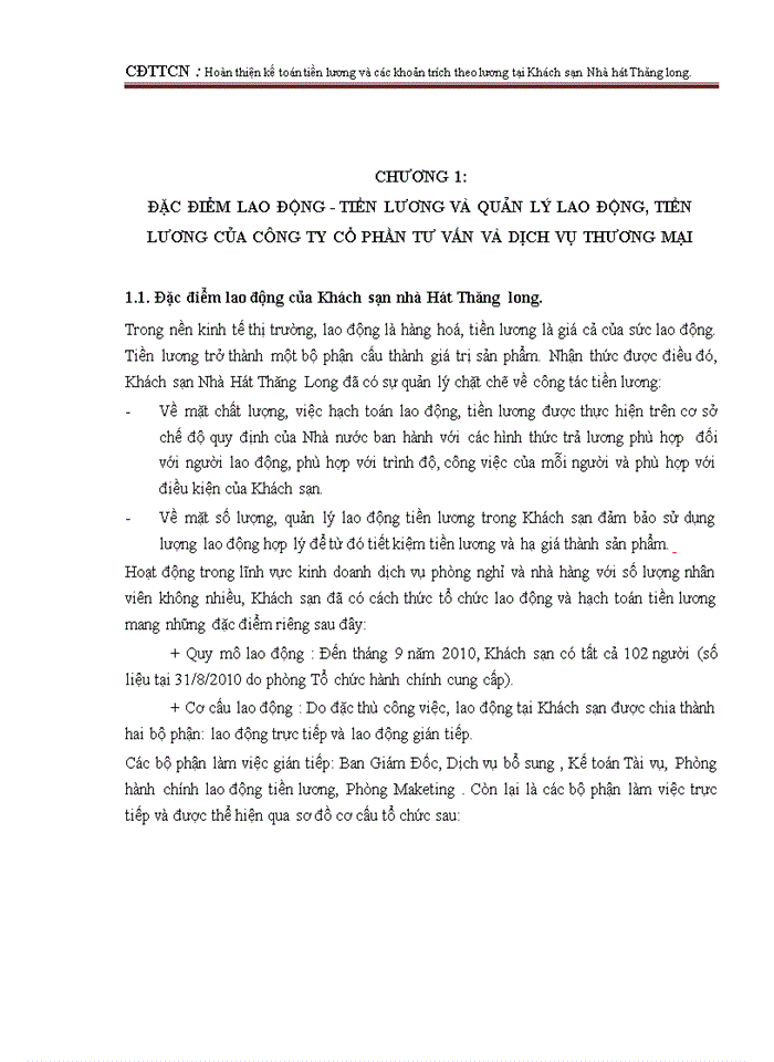 image for page Hoàn thiện kế toán tiền lương và các khoản trích theo lương tại Khách sạn  Nhà hát Thăng long.