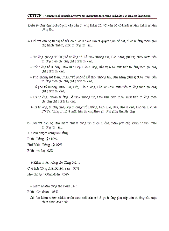 image for page Hoàn thiện kế toán tiền lương và các khoản trích theo lương tại Khách sạn  Nhà hát Thăng long.