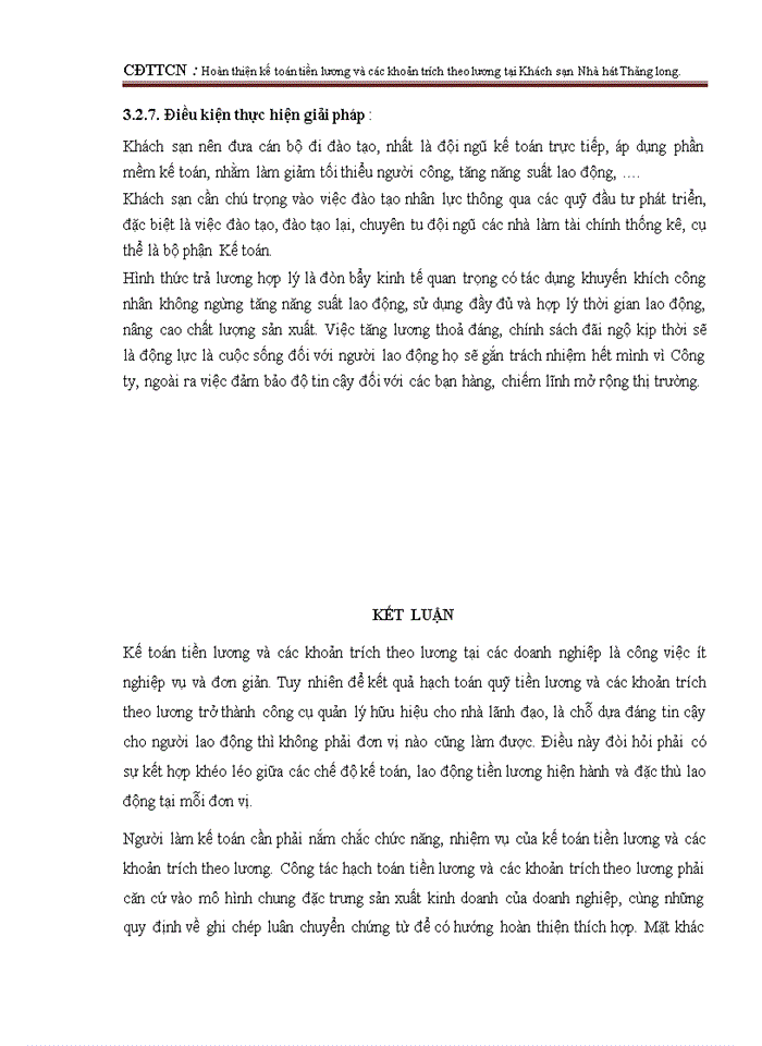 image for page Hoàn thiện kế toán tiền lương và các khoản trích theo lương tại Khách sạn  Nhà hát Thăng long.