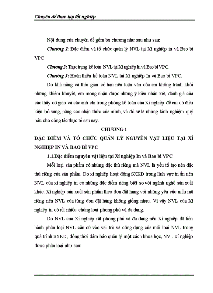 image for page Hoàn thiện kế toán nguyên vật liệu tại Xí nghiệp In và Bao bì VPC