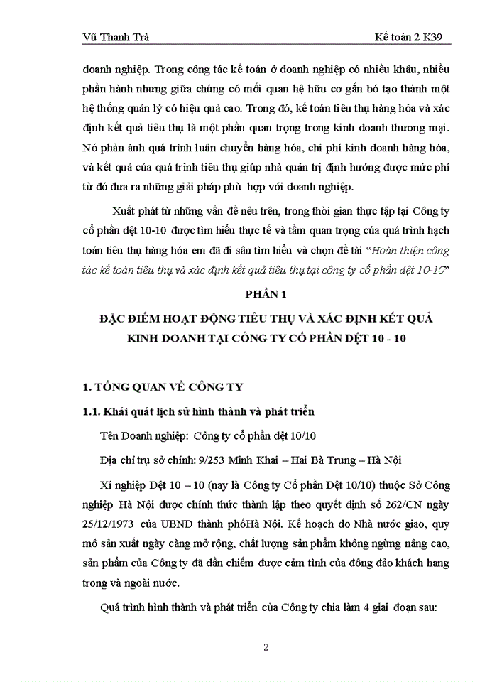 image for page Hoàn thiện công tác kế toán tiêu thụ và xác định kết quả tiêu thụ tại công ty cổ phần dệt 10-10