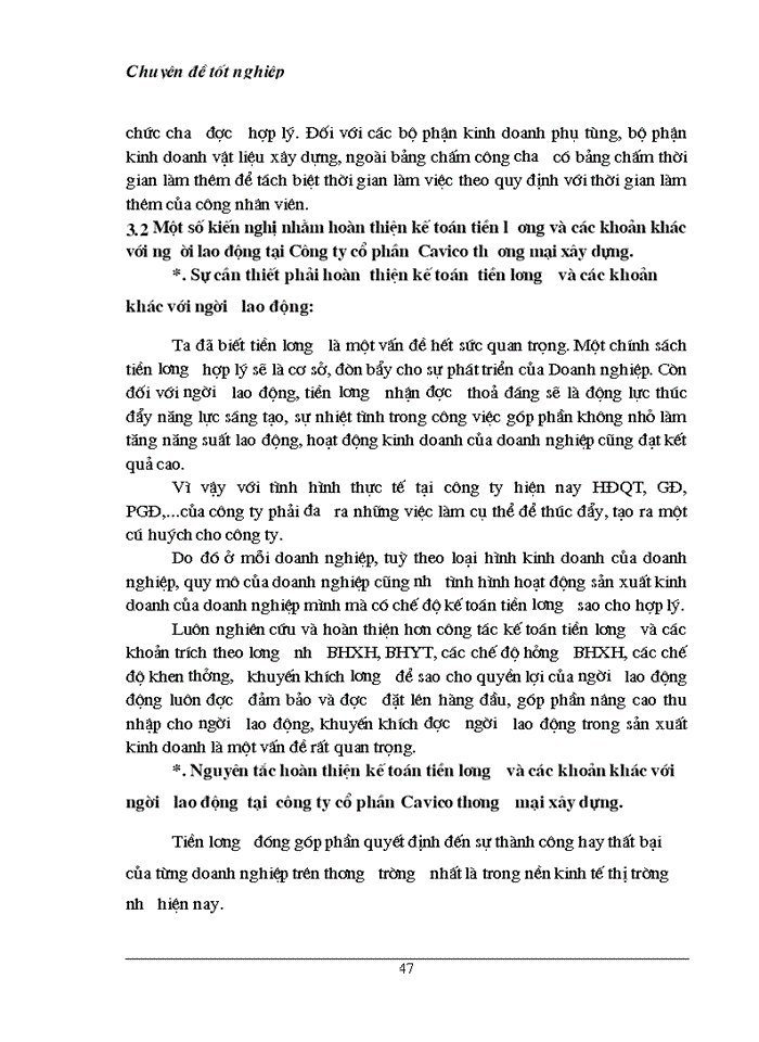 image for page Hoàn thiện kế toỏn tiền lương và cỏc khoản khỏc với người lao động tại Cụng ty  cổ phần Cavico thương mại xừy dựng