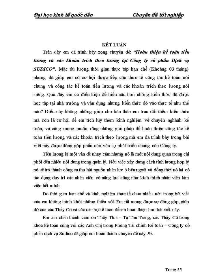 image for page Hoàn thiện kế toán tiền lương và các khoản trích theo lương tại Công ty cổ phần Dịch vụ SUDICO