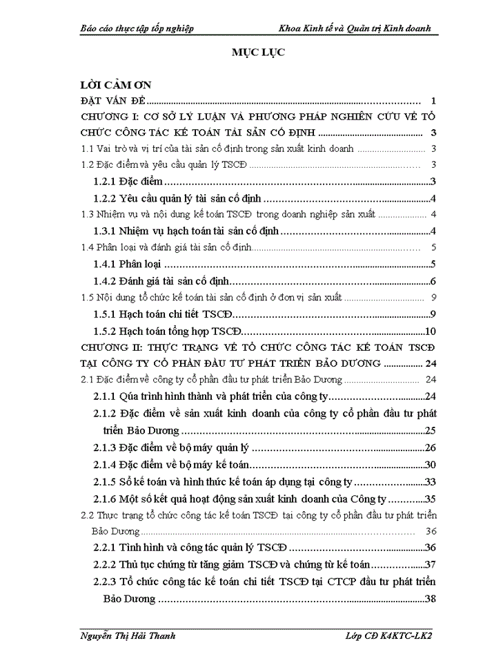 Tổ chức công tác kế toán tscđ tại công ty cổ phần đầu tư phát triển bảo dương