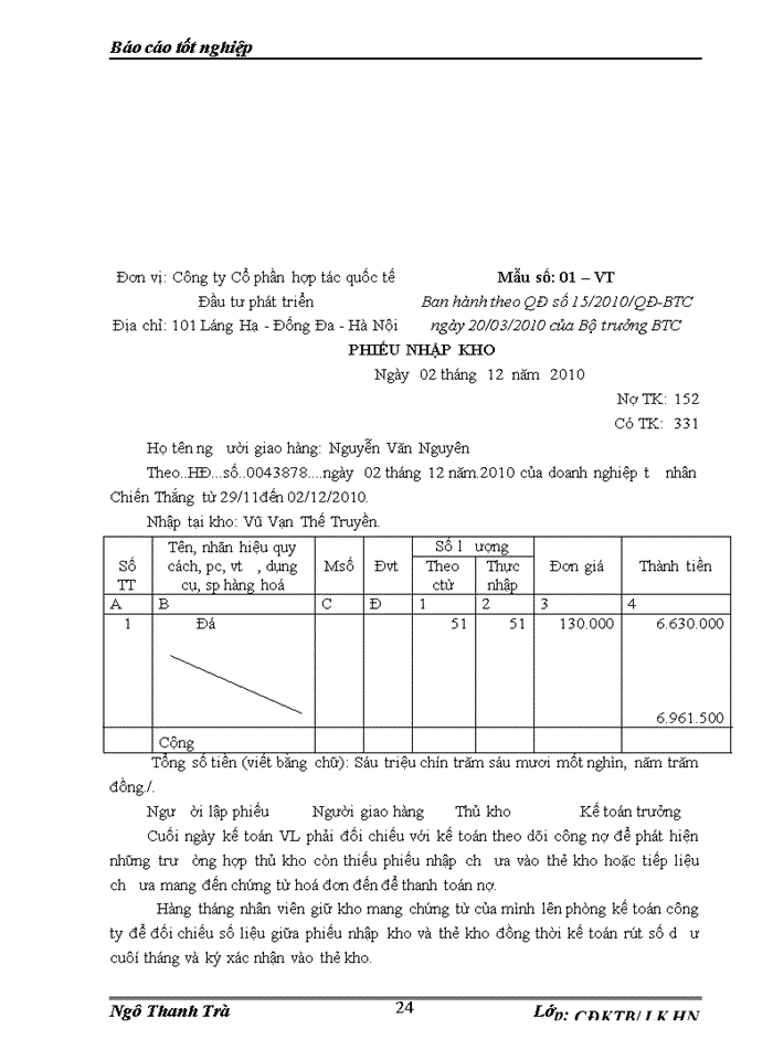 image for page Thực tế  kế toán nguyên liệu, vật liệu & Công cụ dụng cụ ở Công ty Cổ phần hợp tác quốc tế Đầu tư phát triển