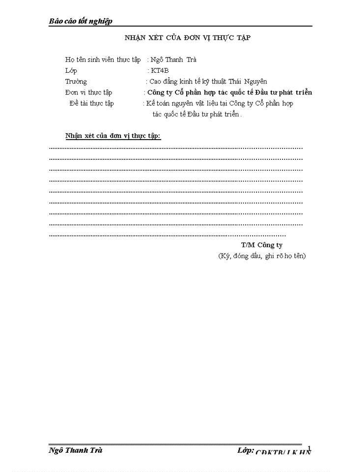 image for page Thực tế  kế toán nguyên liệu, vật liệu & Công cụ dụng cụ ở Công ty Cổ phần hợp tác quốc tế Đầu tư phát triển