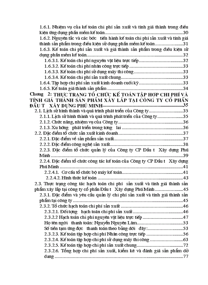 image for page Kế toán tập hợp chi phí sản xuất và tính giá thành sản phẩm xây lắp tại Công ty cổ phần Đầu tư Xây dựng Phú Minh