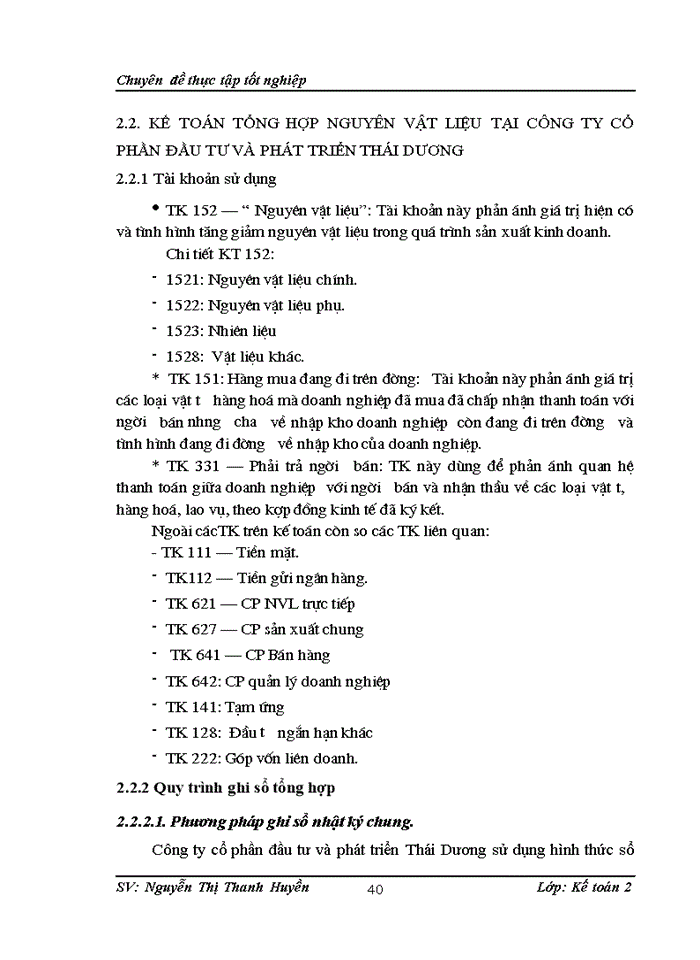image for page Hoàn thiện kế toán nguyên vật liệu tại công ty cổ phần đầu tư và phát triển Thái Dương