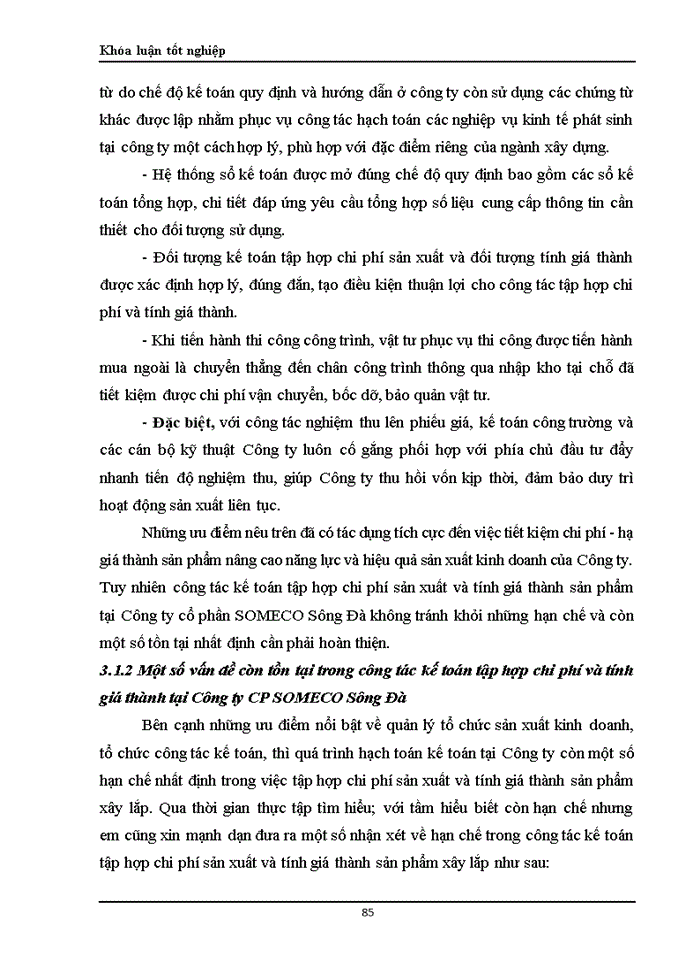 image for page Hoàn thiện công tác hạch toán chi phí sản xuất và tính giá thành sản phẩm xây lắp tại Công ty cổ phần SOMECO Sông Đà