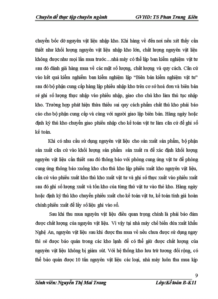image for page Hoàn thiện kế toán nguyên vật liệu tại Nhà máy chế biến dứa xuất khẩu Nghệ An