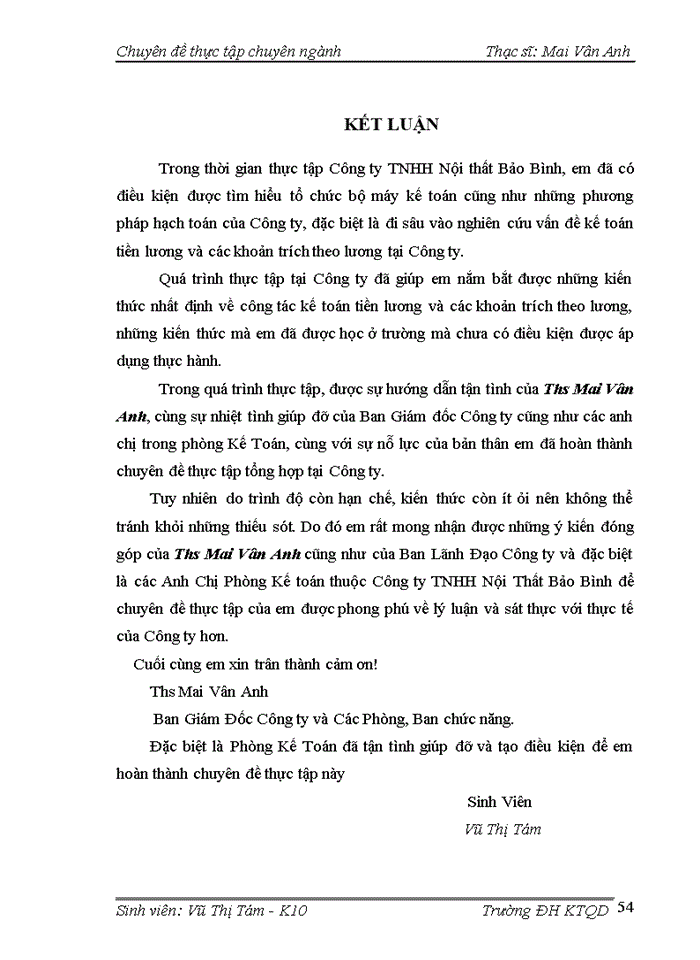 image for page Thực trạng kế toán tiền lương và các khoản trích theo lương tại Công ty TNHH Nội Thất Bảo Bình.