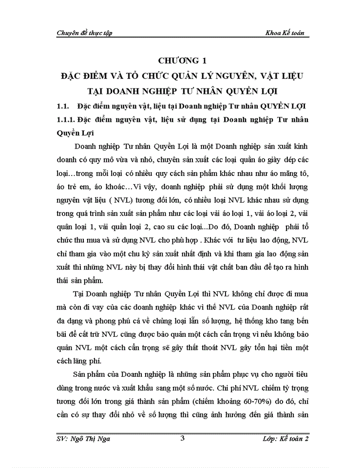 image for page Hoàn thiện kế toán nguyên vật, liệu tại Doanh nghiệp Tư nhân Quyền Lợi