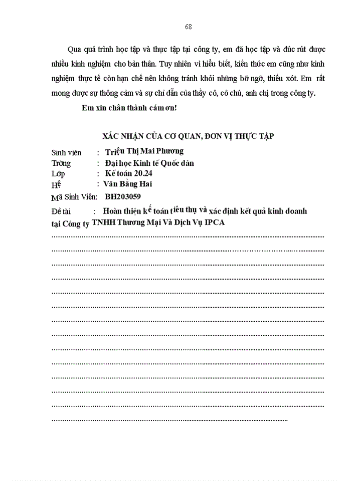 image for page Hoàn thiện hạch toán Doanh thu, xác định kết quả kinh doanh tại Công ty TNHH Thương Mại và Dịch Vụ  IPCA