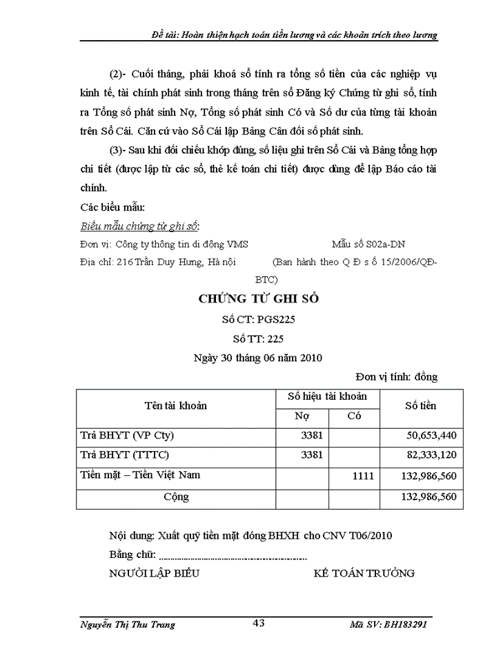 image for page Hoàn thiện hạch toán tiền lương và các khoản trích theo lương tại công ty thông tin di động VMS Mobifone