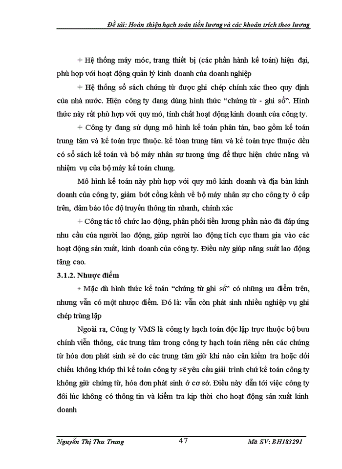 image for page Hoàn thiện hạch toán tiền lương và các khoản trích theo lương tại công ty thông tin di động VMS Mobifone