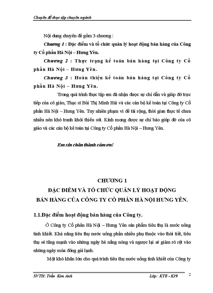 Thực trạng kế  toán bán hàng tại công ty cổ phần hà nội hưng yên