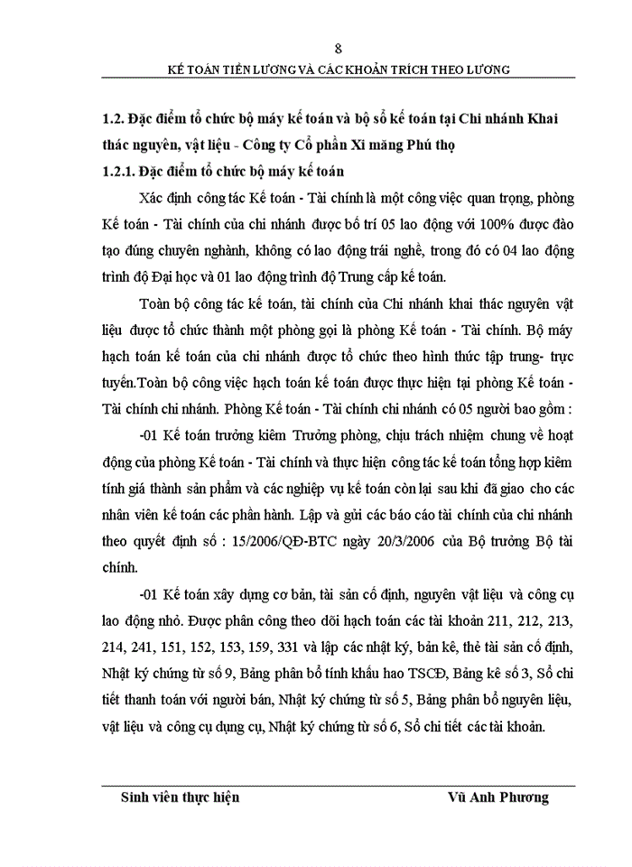 image for page Hoàn thiện kế toán tiền lương và các khoản trích theo lương tại Chi nhánh Khai thác nguyên, vật liệu - Công ty Cổ phần Xi măng Phú Thọ