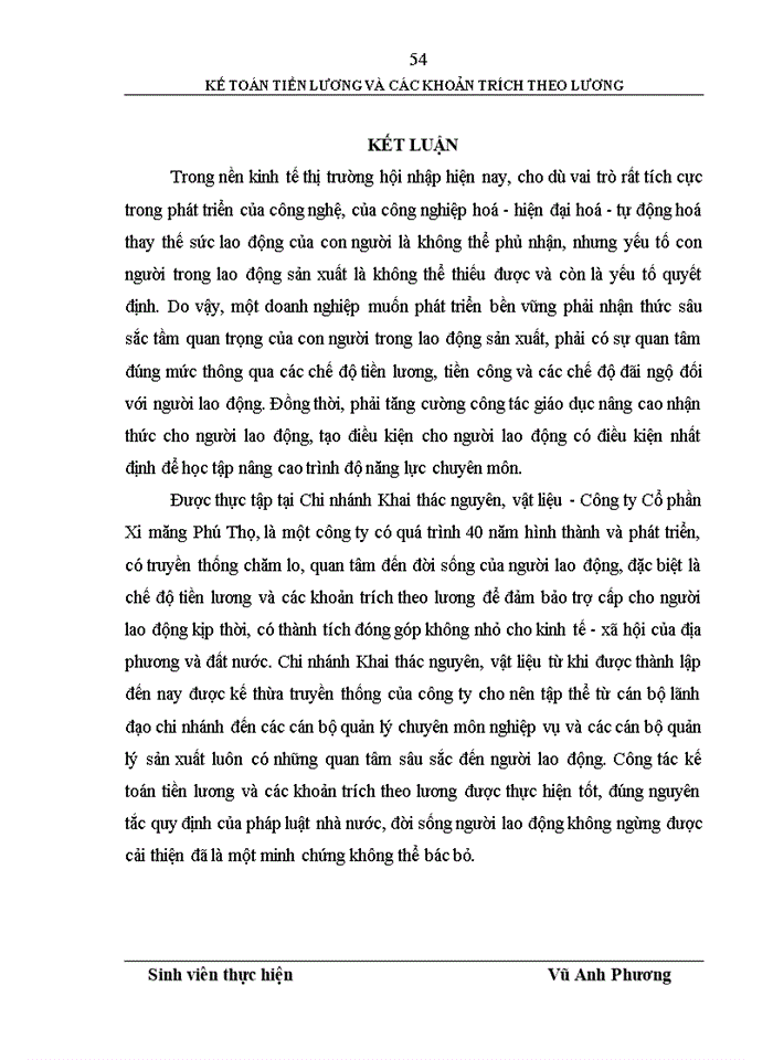 image for page Hoàn thiện kế toán tiền lương và các khoản trích theo lương tại Chi nhánh Khai thác nguyên, vật liệu - Công ty Cổ phần Xi măng Phú Thọ