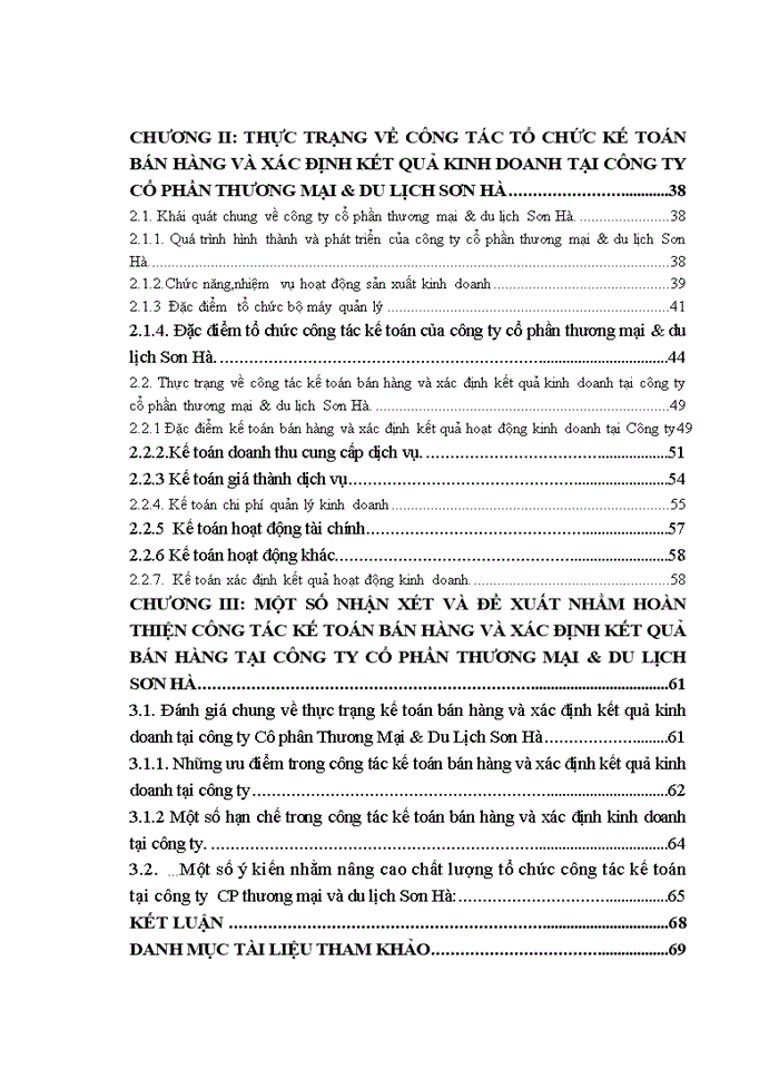 image for page Hoàn thiện công tác kế  toán bán hàng và xác định kết quả kinh doanh tại Công ty cổ phần thương mại & du lịch Sơn Hà