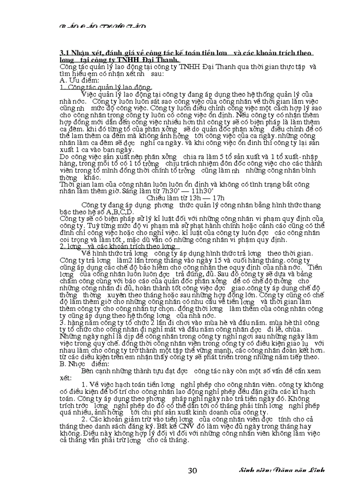 image for page Thực tế công tác kế toán tiền lương và các khoản trích theo lương tại công ty: tnhh Đại Thanh