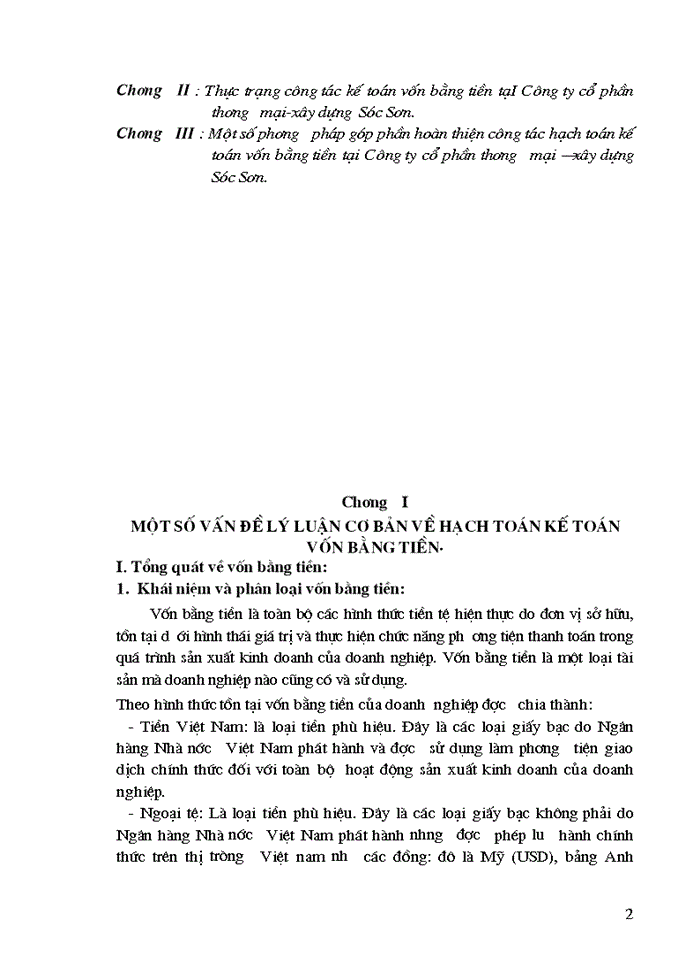 Hạch toán kế toán vốn bằng tiền tại công ty cổ phân thương mại-xây dựng Sóc Sơn