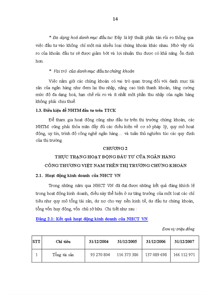 image for page Tăng cường hoạt động đầu tư của ngân hàng công thương việt nam trên thị trường chứng khoán