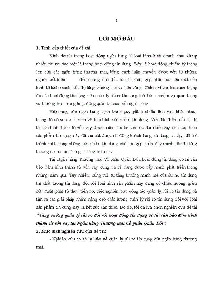 image for page Quản lý rủi ro trong hoạt động tín dụng có TSBĐ hình thành từ vốn vay của NHTM