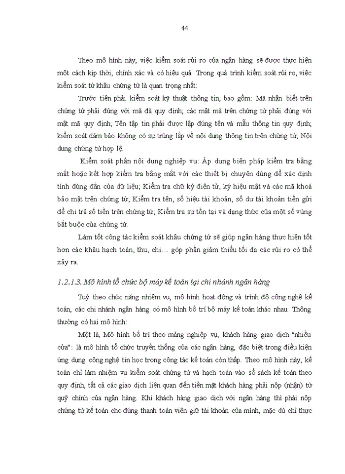 image for page Hoàn thiện tổ chức hạch toán kế toán với việc tăng cường kiểm soát rủi ro tại Chi nhánh Ngân hàng Nông nghiệp và Phát triển nông thôn Huyện Mai Sơn, Tỉnh Sơn La