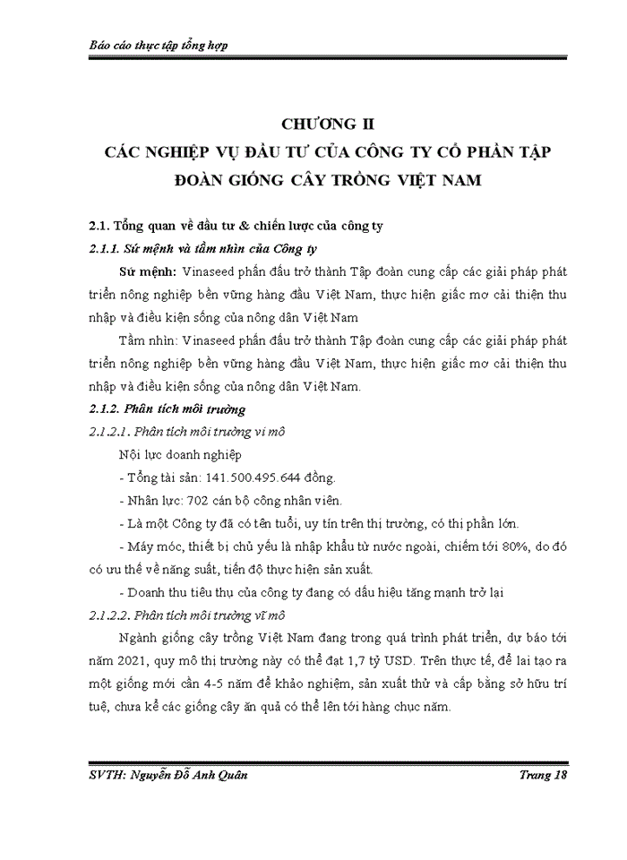 image for page Các nghiệp vụ đầu tư của công ty cổ phần tập đoàn giống cây trồng việt nam