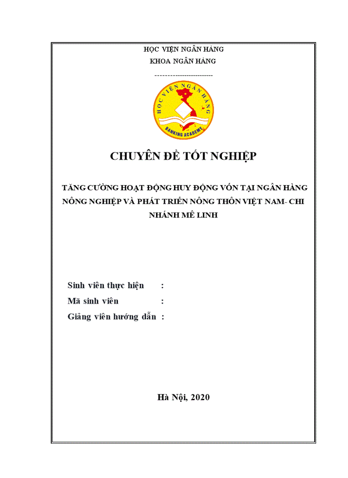 image for page Tăng cường hoạt động huy động vốn tại Ngân hàng nông nghiệp và phát triển nông thôn Việt Nam- chi nhánh Mê Linh