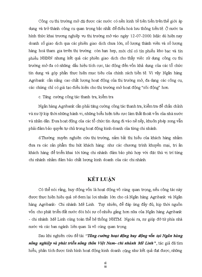 image for page Tăng cường hoạt động huy động vốn tại Ngân hàng nông nghiệp và phát triển nông thôn Việt Nam- chi nhánh Mê Linh