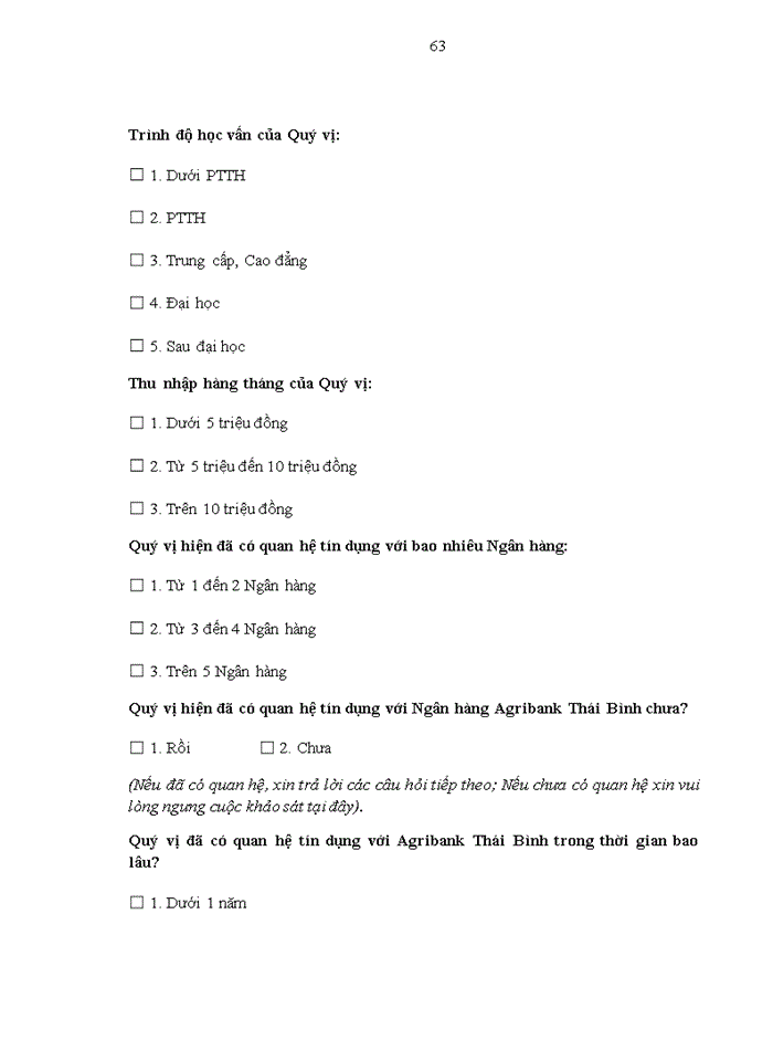 image for page Sự hài lòng của khách hàng cá nhân đối với dịch vụ cho vay tại Agribank – Nghiên cứu điển hình tại chi nhánh Thái Bình