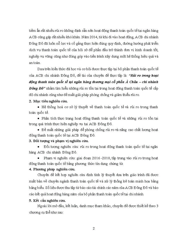image for page Rủi ro trong hoạt động thanh toán quốc tế tại ngân hàng thương mại cổ phần Á Châu – chi nhánh Đông Đô
