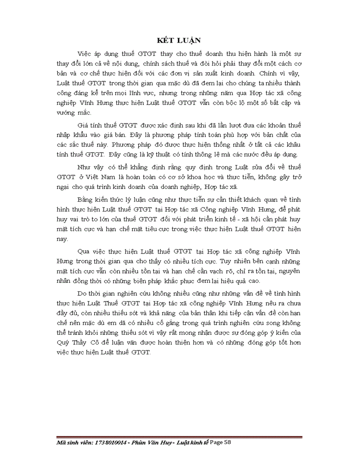 image for page Thực hiện pháp luật về Thuế giá trị gia tăng tại Hợp tác xã Công Nghiệp Vĩnh Hưng