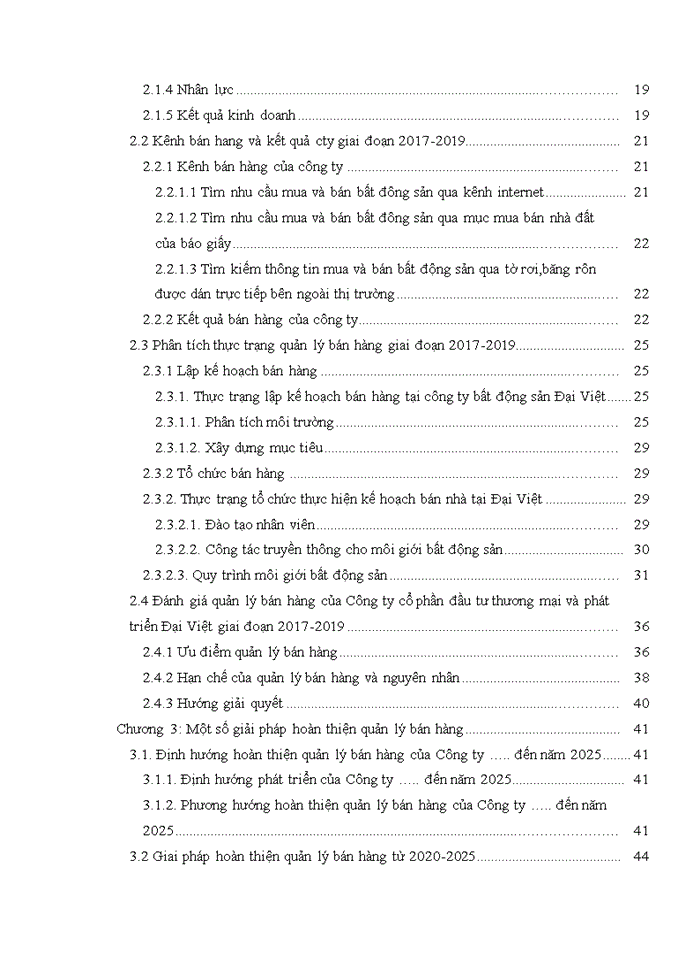 image for page Quản lý bán hàng của công ty cổ phần đầu tư và thương mại bất động sản Đại Việt