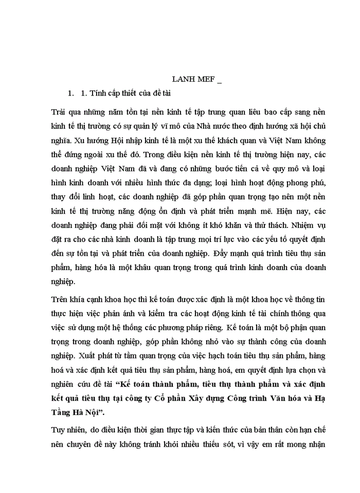 image for page Kế toán thành phẩm, tiêu thụ thành phẩm và xác định kết quả tiêu thụ tại công ty Cổ phần Xây dựng Công trình Văn hóa và Hạ Tầng Hà Nội