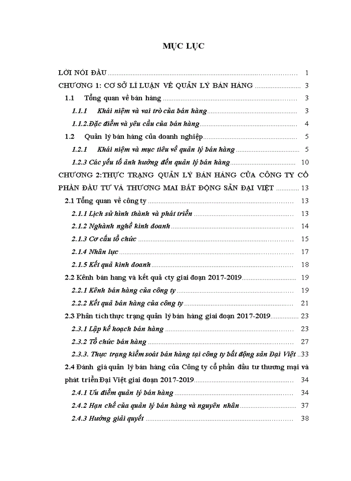 image for page Quản lý bán hàng của công ty cổ phần đầu tư và thương mại bất động sản Đại Việt