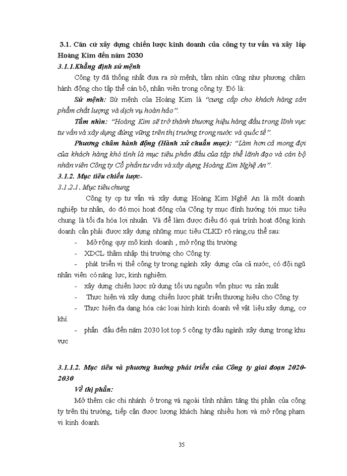 image for page Xây dựng chiến lược kinh doanh của công ty cổ phần tư vấn và xây dựng Hoàng Kim Nghệ An giai đoạn 2020-2030