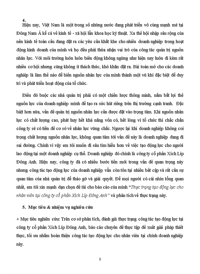 image for page Tạo động lực cho lao động tại Công ty cổ phần Xích Líp Đông Anh