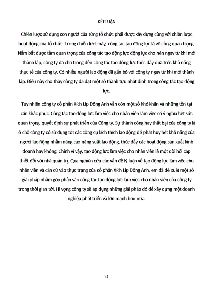 image for page Tạo động lực cho lao động tại Công ty cổ phần Xích Líp Đông Anh