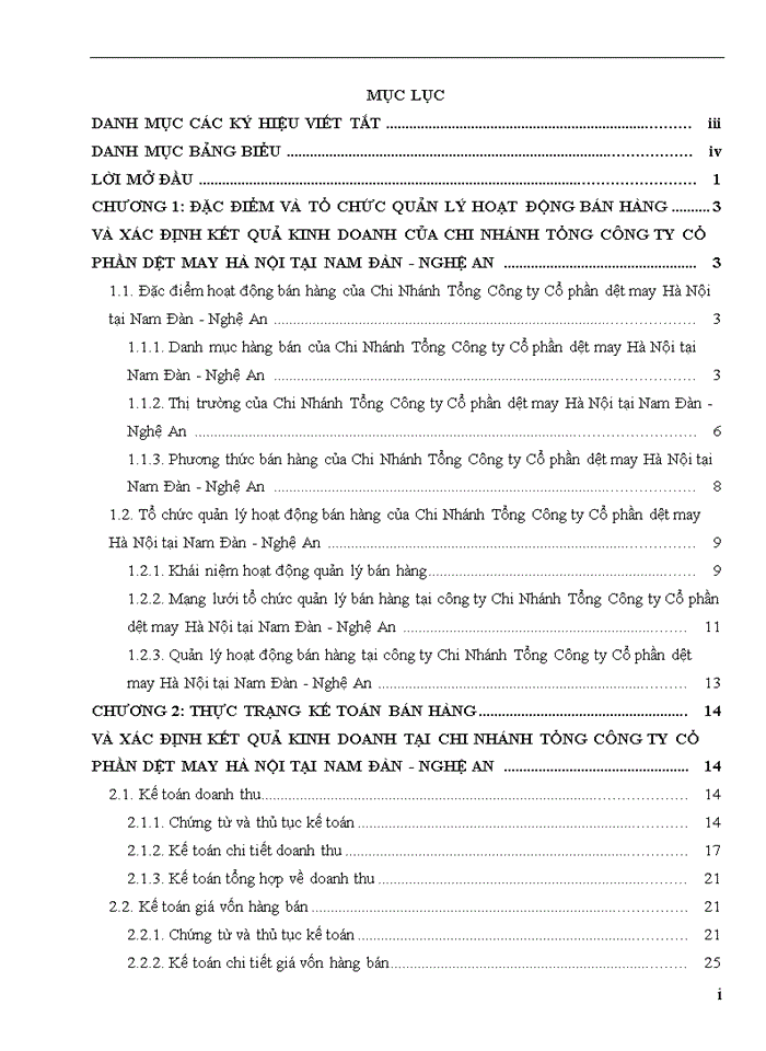 image for page Hoàn thiện kế toán bán hàng và xác định kết quả kinh doanh tại Chi nhánh Nam Đàn - Tổng Công ty Cổ phần Dệt May Hà Nội