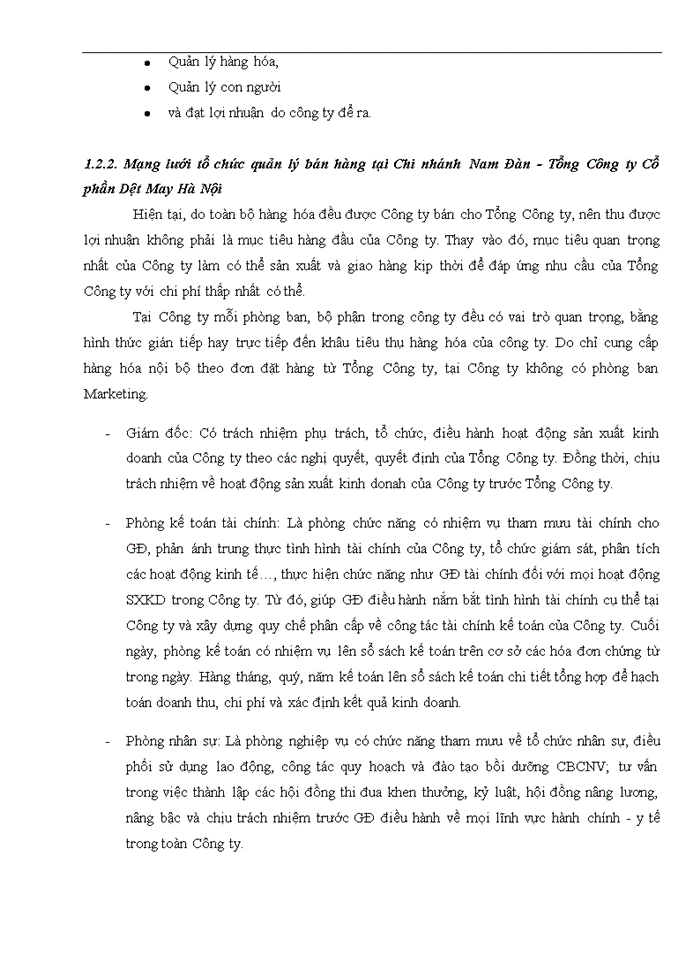 image for page Hoàn thiện kế toán bán hàng và xác định kết quả kinh doanh tại Chi nhánh Nam Đàn - Tổng Công ty Cổ phần Dệt May Hà Nội