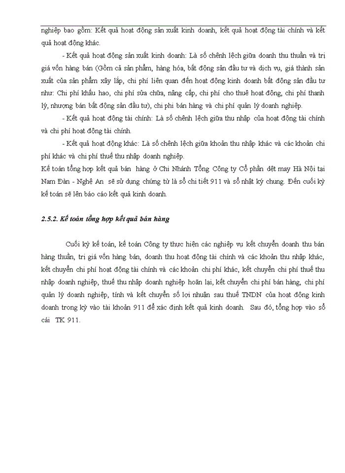 image for page Hoàn thiện kế toán bán hàng và xác định kết quả kinh doanh tại Chi nhánh Nam Đàn - Tổng Công ty Cổ phần Dệt May Hà Nội