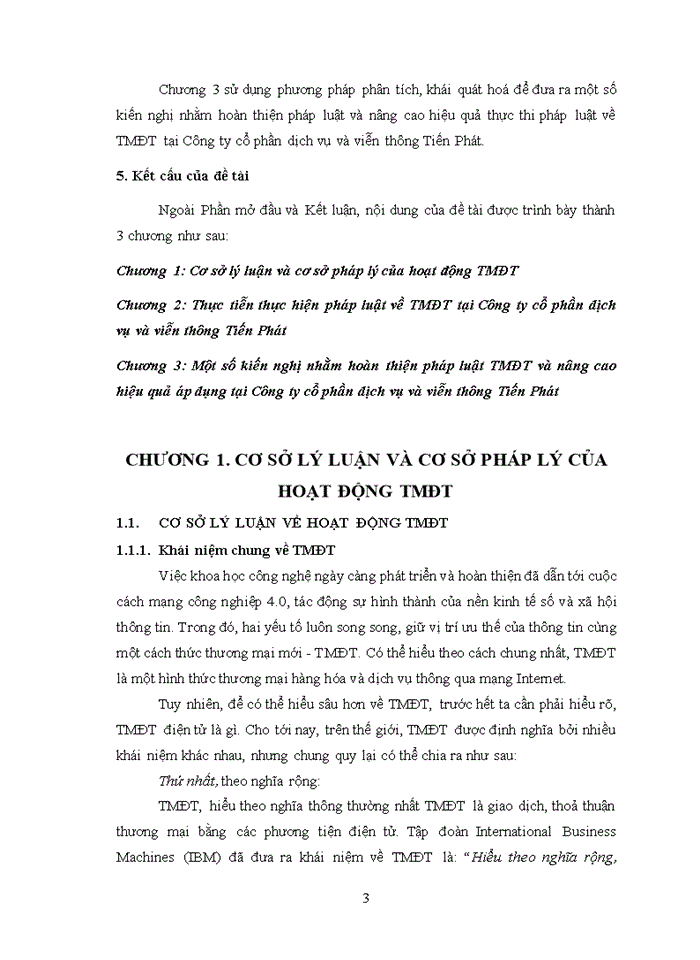 Pháp luật thương mại điện tử và thực tiễn áp dụng tại Công ty cổ phần dịch vụ và viễn thông Tiến Phát