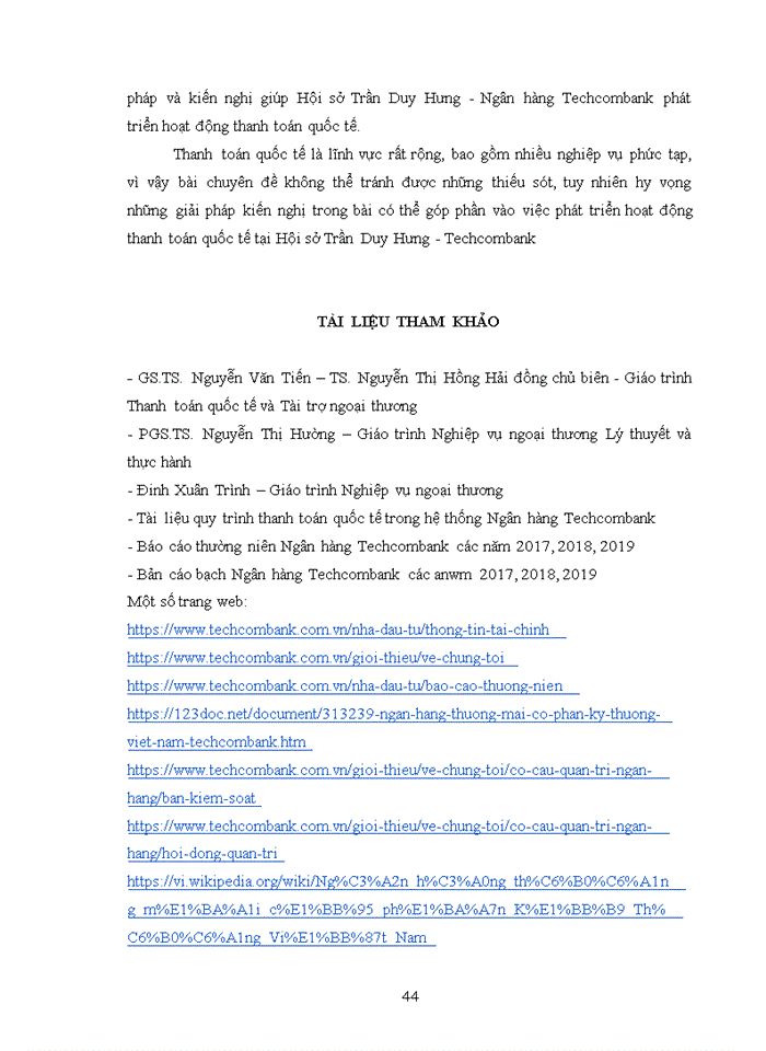 image for page Phát triển hoạt động thanh toán quốc tế tại Hội sở Trần Duy Hưng - Ngân hàng thương mại cổ phần Kỹ Thương Việt Nam Techcombank