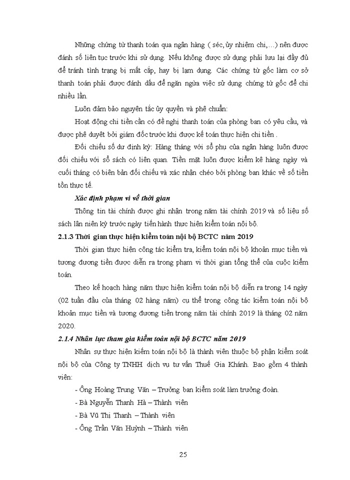 image for page Thực trạng quy trình kiểm toán khoản mục tiền và các khoản tương đương tiền trong quy trình kiểm toán báo cáo tài chính do Kiểm toán nội bộ của Công ty TNHH dịch vụ tư vấn thuế Gia Khánh thực hiện